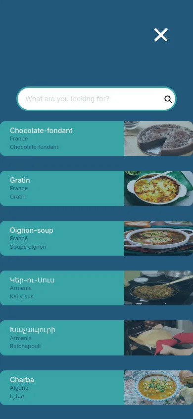 Worldkitchen search bar on mobile