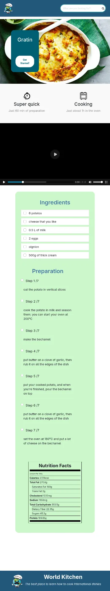 Worldkitchen Dish page gratin